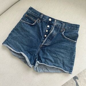 AGOLDE Dee High-Rise Rolled Hem Shorts - Size 26 - Medium Wash (Enamour)- Jeans